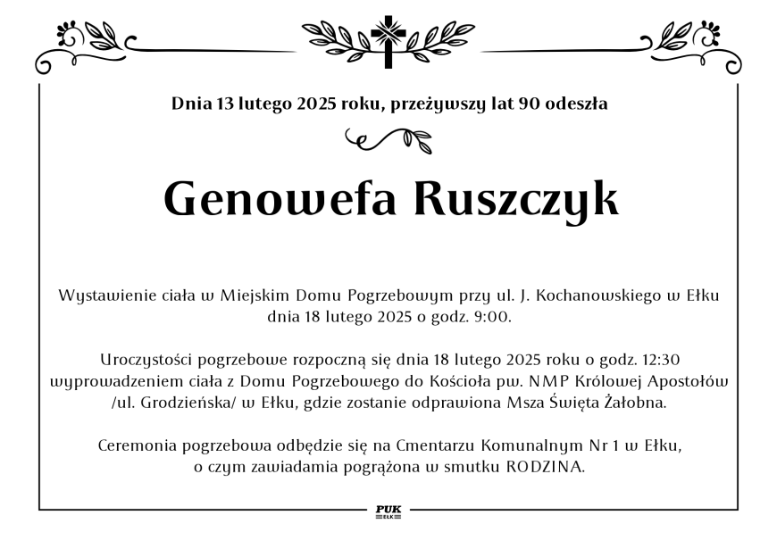 Genowefa Ruszczyk - nekrolog